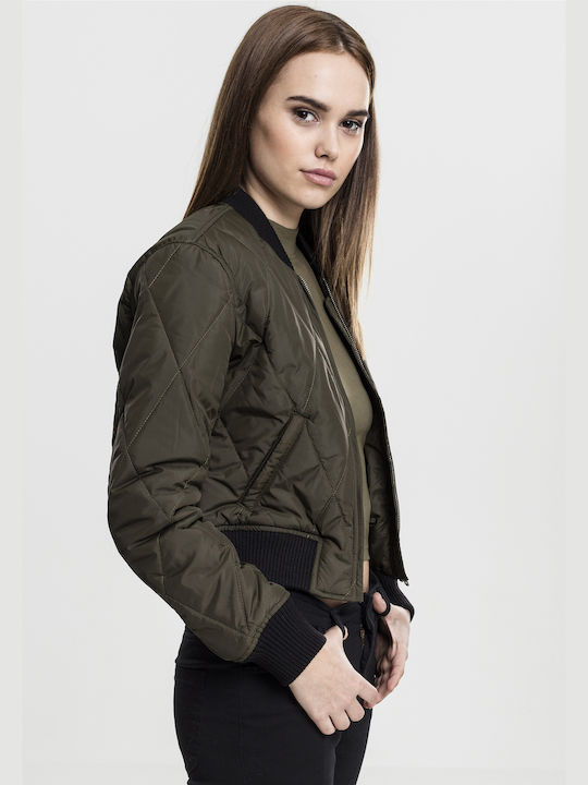 Kurz Damen Bomberjacke Khaki