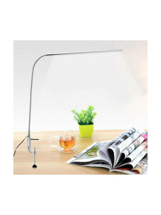 LED Office Lamp with Flexible Arm and Clip in Silver Color