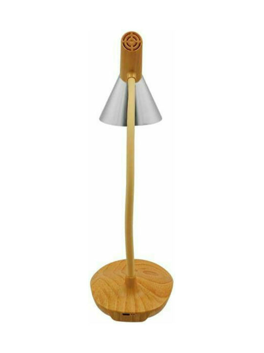 GloboStar Draper LED Office Lamp Height: 25.5cm with Wood in Silver Color