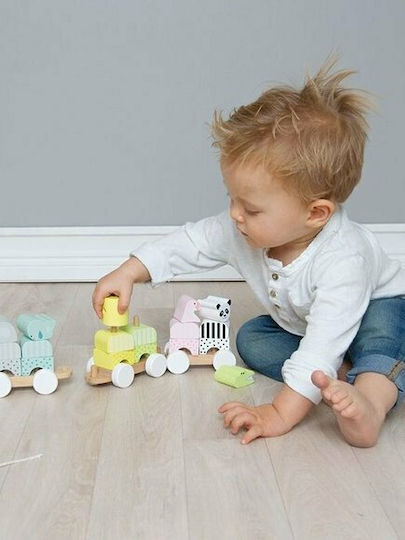 Jabadabado Дърпаща играчка Safari Wagon With Blocks от дърво за 18++ месеца