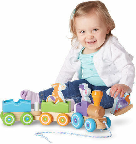 Melissa & Doug Συρόμενο Παιχνίδι Τραβηχτή Τρεχαλίτσα με Ζωάκια από Ξύλο για 24+ Μηνών