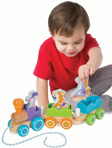 Melissa & Doug Συρόμενο Παιχνίδι Τραβηχτή Τρεχαλίτσα με Ζωάκια από Ξύλο για 24+ Μηνών
