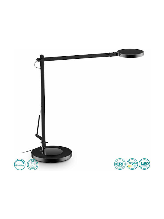 Ideal Lux Futura LED Office Lamp with Foldable Arm in Black Color