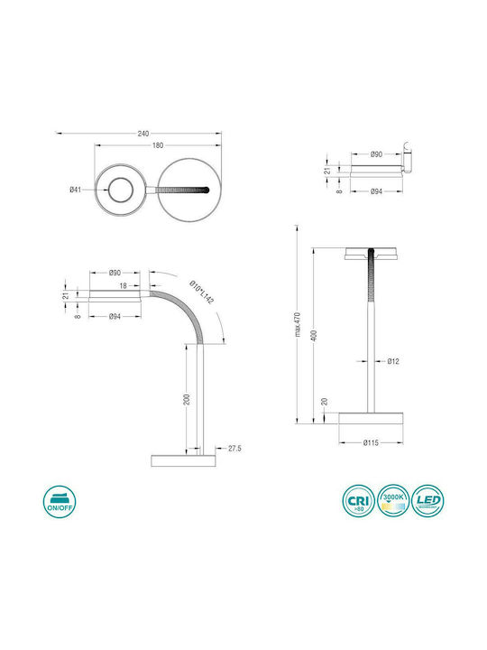 Trio Lighting Rennes LED Φωτιστικό Γραφείου με Εύκαμπτο Βραχίονα σε Λευκό Χρώμα