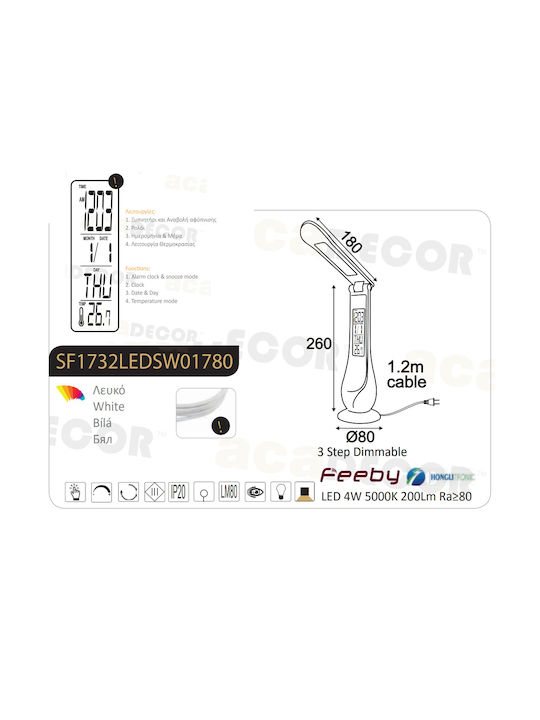 Aca LED Schreibtischlampe faltbar in Weiß Farbe