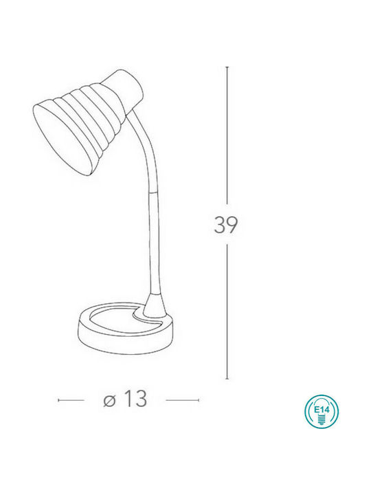 Fan Europe Leonardo Office Lamp with Flexible Arm for Socket E14 in White Color