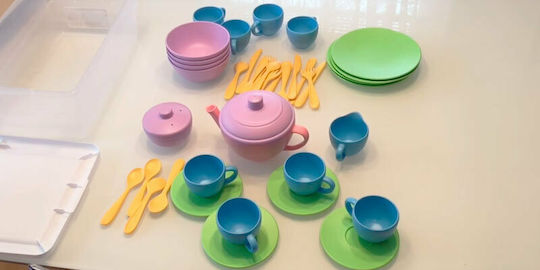Green Toys Tea Set Toys for Ages 2 and Up 17 Pieces
