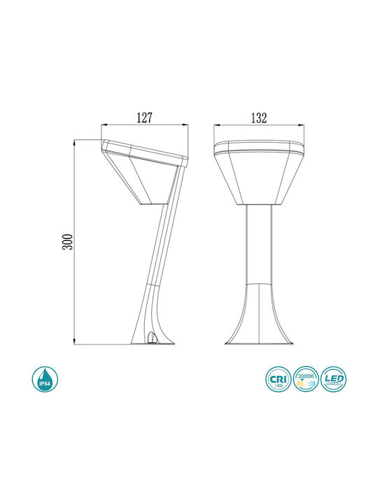 Sun Light LED Small Post Outdoor Floor Lamp 6W With Warm White Light IP54 Gray