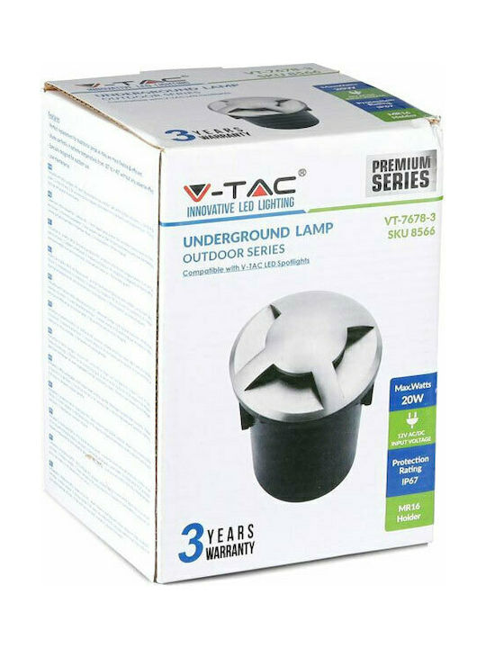V-TAC Spot De Podea 20W IP67 Pentru Dulie GU5.3 Argintiu