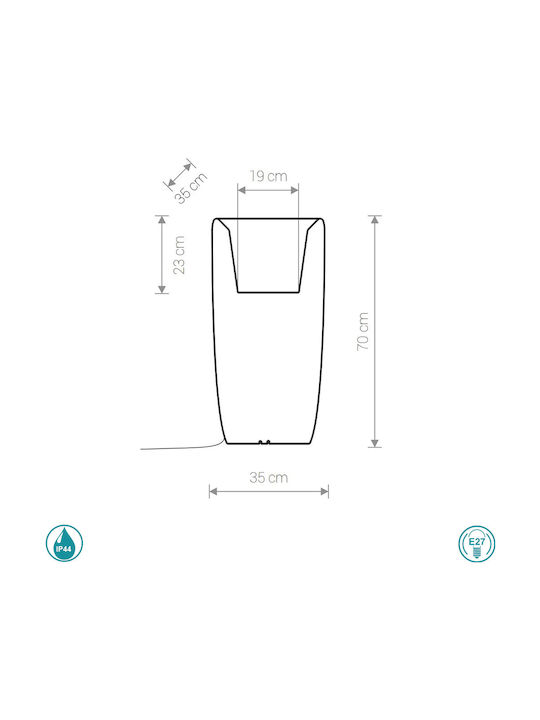 Nowodvorski Flowerpot M Γλάστρα Πλαστική Λευκή 35x35x70εκ.