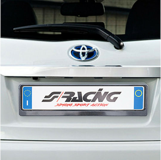 Simoni Racing Car License Plate Frame Plastic 37 x 13cm Black Carbon