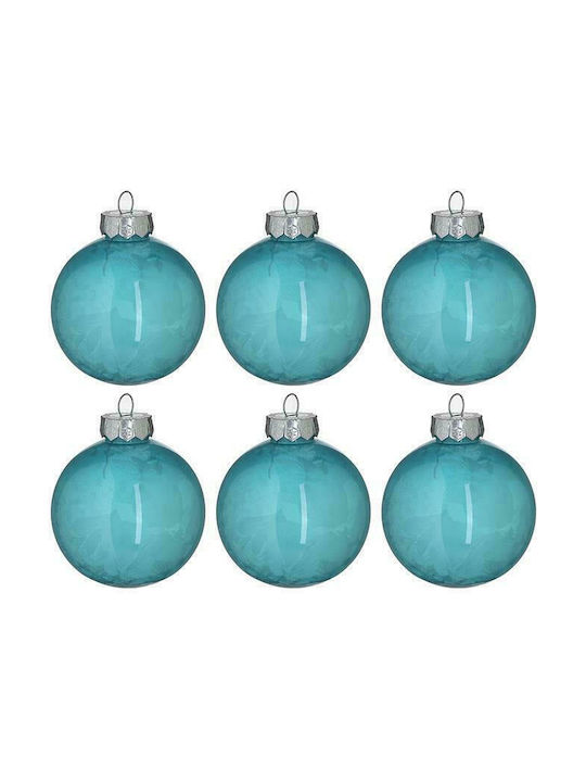 Inart Christmas Plastic Ball Ornament Blue 8x8cm 6pcs