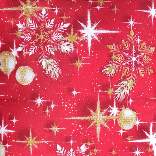 Viopros Christmas Tablecloth Square Fabric Red L85xW85cm.