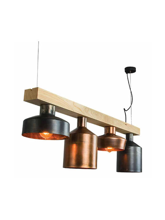 Zambelis Lights Pendant Light Copper Rail for 4 Bulbs E27 115x115cm