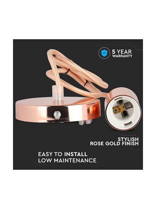V-TAC Pendant Light Rose Gold with Socket E27 36cm