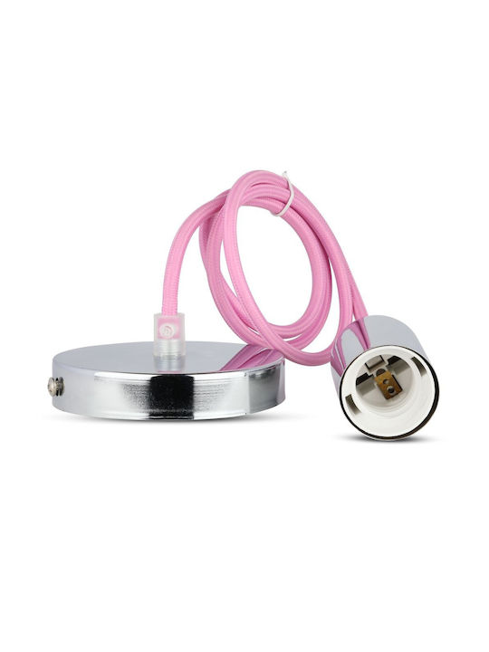 V-TAC Cable Pendant Light Pink with Socket E27 36cm