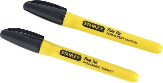 Stanley Fine Tip Permanent Markers 1mm Black 2pcs