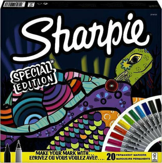 Sharpie Turtle Μαρκαδόροι Ζωγραφικής 0.9mm Λεπτοί, Neon Σετ 20 χρώματα