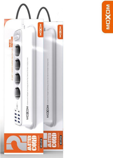 Moxom Steckdosenleiste 4 Positionen mit 6 USB-A, 2 USB-C und Kabel 2m