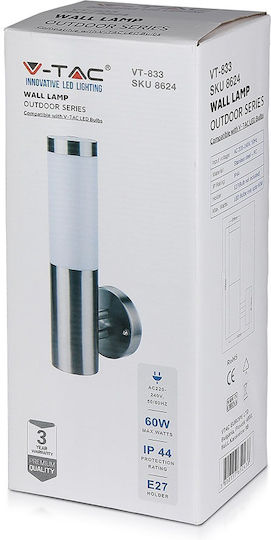 V-TAC Aplica de exterior montată pe perete E27 IP44 7.6x14x33.5εκ.