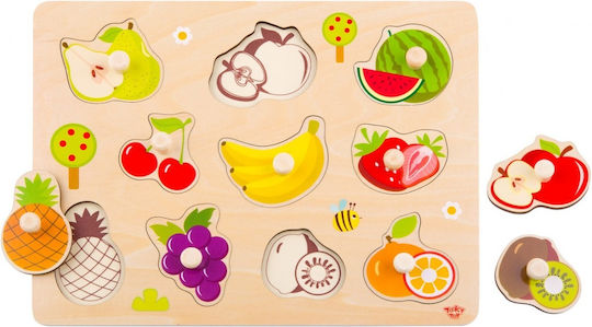 Дървено Детски Пъзел с Шипове Vegetables 10бр Tooky Toys