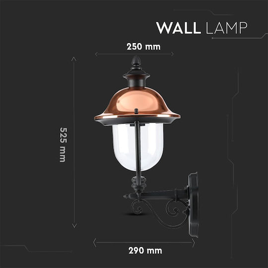 V-TAC Iluminat Exterior Montat Pe Perete Lampion E27 IP44 29x25x52.5cm