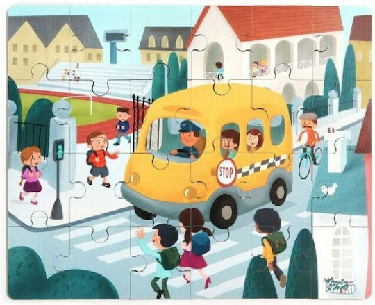 Wooden Kids Puzzle School Bus for 3+ years+ Years 24pcs Top Bright