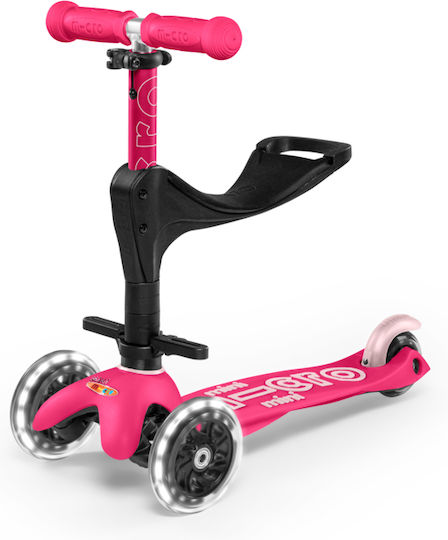 Micro Kids Scooter Mini Deluxe Plus LED 3-Wheel with Seat for 1-5 Years Fuchsia