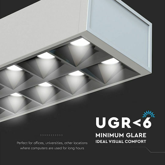 V-TAC LED Kommerzielle lineare Beleuchtung Leuchte Decke 60W Naturweiß IP20 mit einstellbarer Helligkeit B120xT6.4xH3.5cm