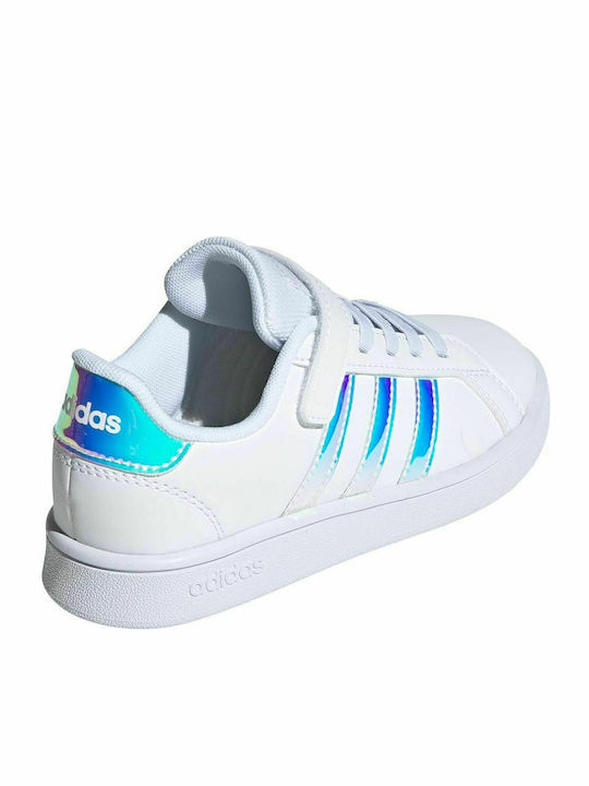 Grand Court C Kids Sneakers with Hook & Loop Closure Cloud White / Dash Grey