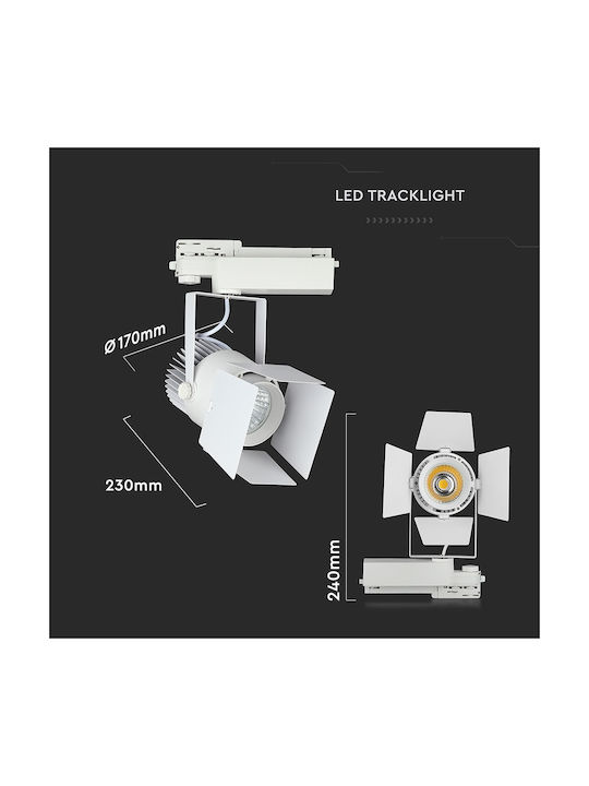 V-TAC VT-433 Μονό LED Ψυχρό Λευκό Σποτ σε Λευκό Χρώμα