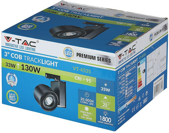 V-TAC Μονό LED Ψυχρό Λευκό Σποτ σε Μαύρο Χρώμα