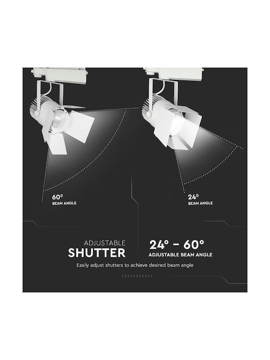 V-TAC VT-433 Μονό LED Ψυχρό Λευκό Σποτ σε Λευκό Χρώμα