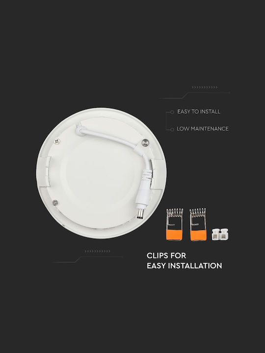 V-TAC Στρογγυλό Χωνευτό LED Panel 18W με Θερμό Λευκό Φως 3000K 22.5εκ.
