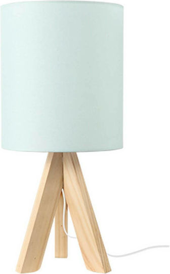 Aca Piccolo Wood Table Lamp for Socket E14 with Blue Shade and Beige Base