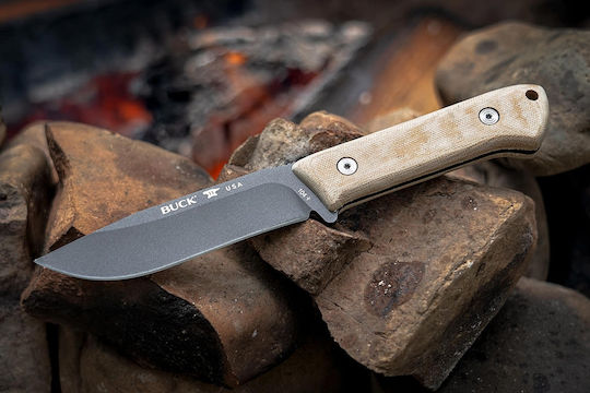 Buck 104 Compadre Camp Knife Beige in Leather Sheath