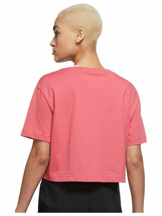 Sportswear Γυναικείο Αθλητικό Crop Top Κοντομάνικο Ροζ