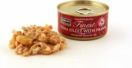Fish4Cats Finest Wet Food for Adult Cats in Cans with Shrimps and Tuna Gluten-Free 70gr