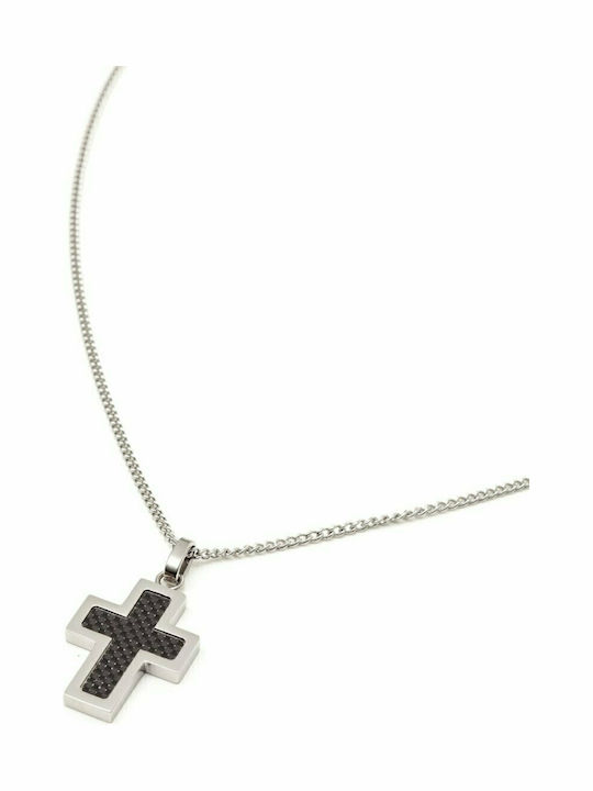 U.S. Polo Assn. Schwarz Herren Kreuz aus Stahl mit Kette