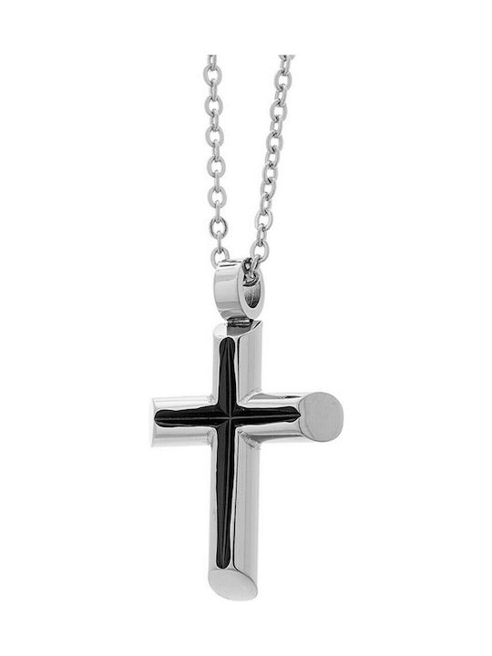 Visetti Black Men's Cross from Steel with Chain