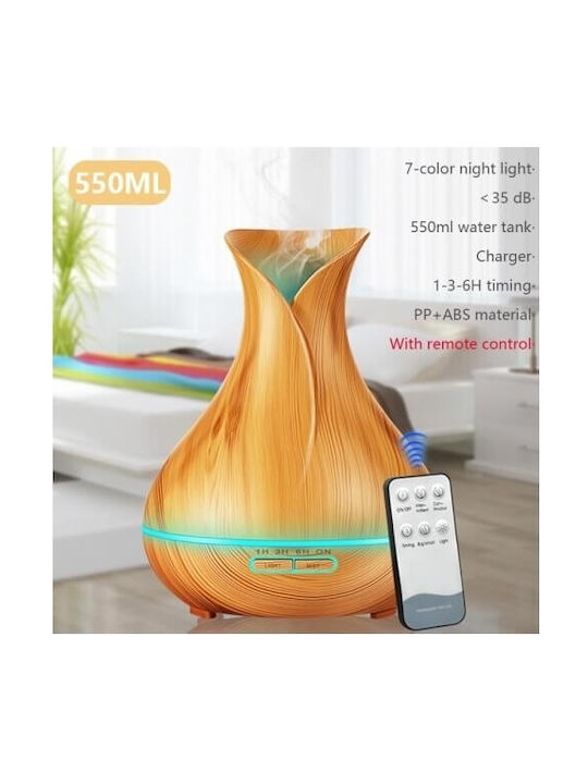 Andowl Led Ultrasonic Aromatherapy Diffuser with Remote Control Brown 400ml H6BLRC
