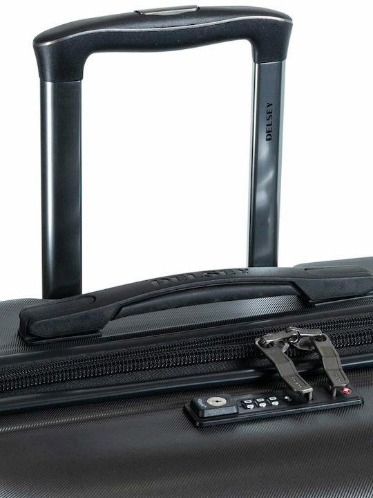 Delsey Meteor Large Hard Black Suitcase with 4 Wheels Height 78cm
