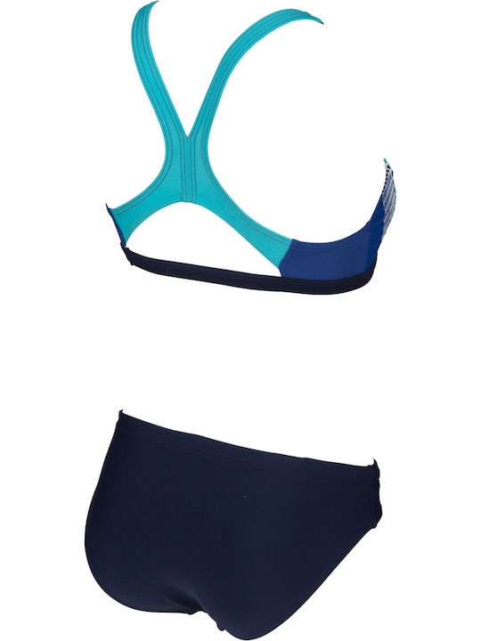 Sport Bikini Set Sports Bra & Slip Bottom Threefold Navy Blue