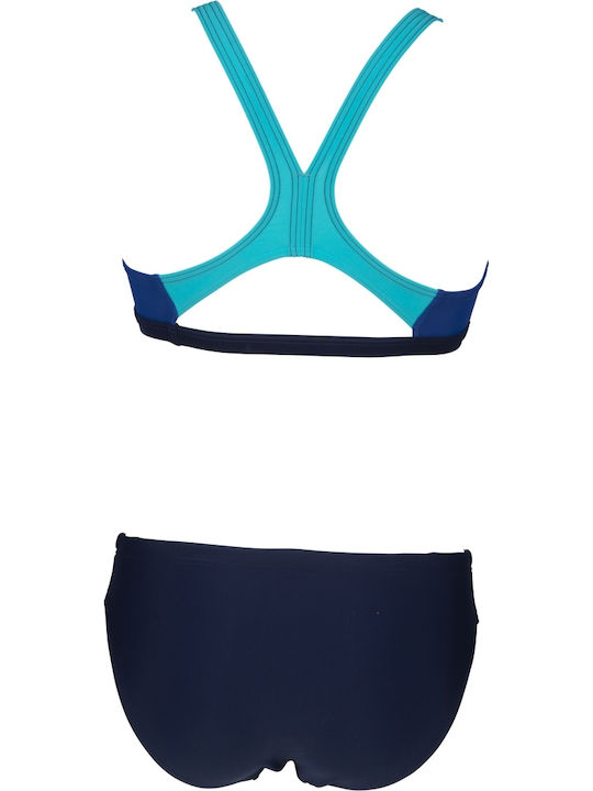 Sport Bikini Set Sports Bra & Slip Bottom Threefold Navy Blue