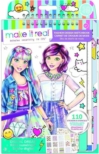 Make It Real Ζωγραφική Fashion Design Sketchbook Digital Dream για Παιδιά 6+ Ετών