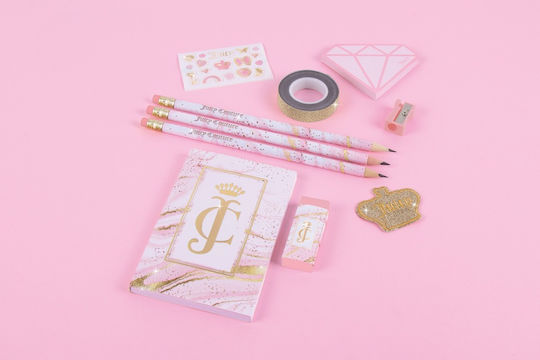 Make It Real Juicy Couture Acrylic Deluxe Stationery Set Kinder Schreibwarenset mit Bleistift, Spitzer, Radiergummi, Notizbuch und Etui 12Stück
