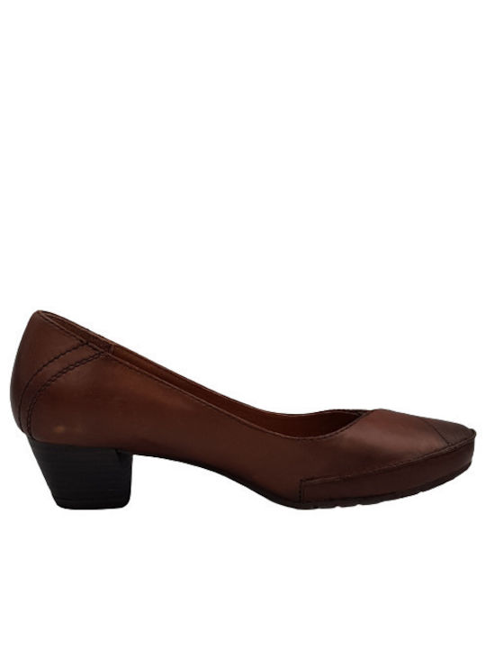 Jana Anatomic Leather Tabac Brown Heels