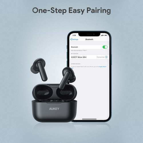 Aukey EP-M1 In-ear Bluetooth Handsfree Earphones with Sweat Resistance and Charging Case Black