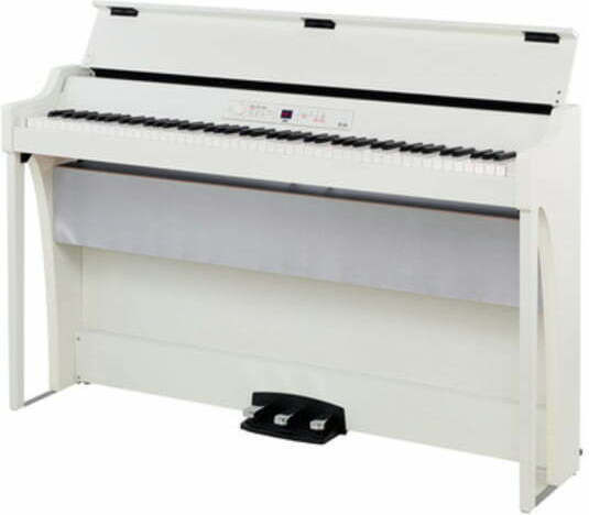 Korg Electric Upright Piano G1 Air Set with 88 Weighted Keys Built-in Speakers and Connection with Headphones and Computer White