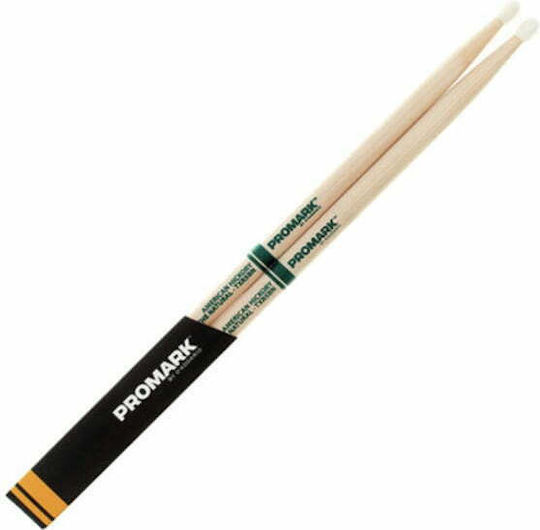 Promark 5B Classic Natural Tip Hickory Drumstick with Nylon Oval Head